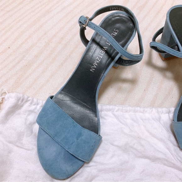 Stuart Weitzman Blue Velvet Sandals US 7 1/2M - Picture 3 of 7